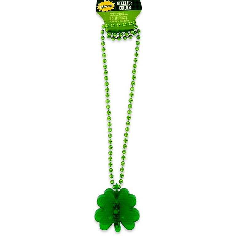 St. Patrick's Day Light Up Shamrock Rings Bundle: Light Up Necklace,  Shamrock Rings Green 