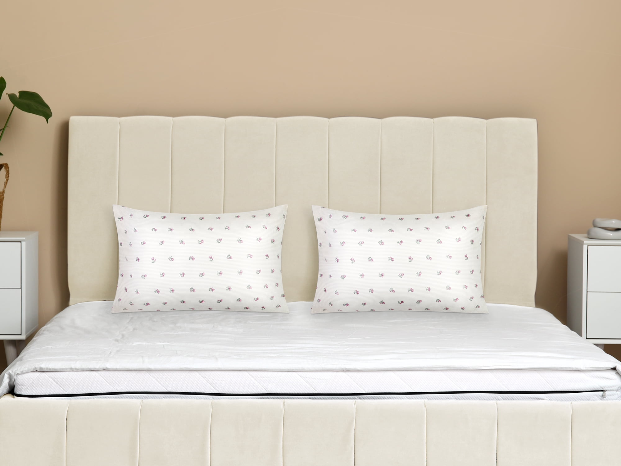 Unique Bargains Pillowcase Cotton Floral Pillow Cases with Envelope Closure Beige