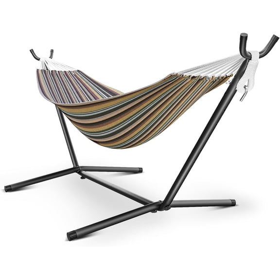 2‑Person Hammock with Stand, 600 Lbs Heavy‑Duty Outdoor Hammock with Carrying Bag, Portable Hammock for Backyard Patio Garden Yard