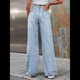 thumbnail image 4 of Pantalones Vaqueros Rotos de Cintura Alta para Mujer, Desgastados, Holgados, Rectos y de Pierna Azul M, 4 of 10
