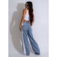 thumbnail image 5 of Women'S Patchwork High Waist Wide Leg Jeans Color Block Denim Straight Leg Trendy Trousers Blue Denim & White L, 5 of 9