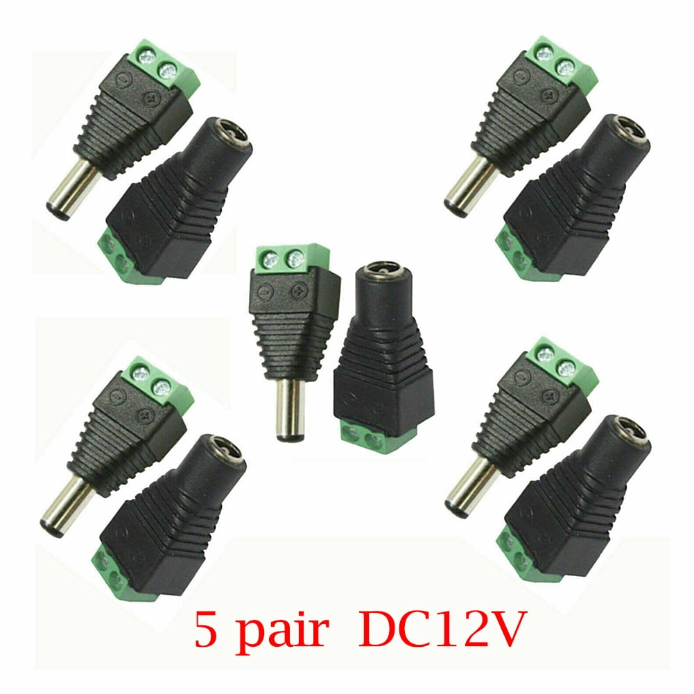 5pair Male Female 2.1 x 5.5mm 12V DC Power Plug Jack Adapter Connector for CCTV 