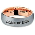 thumbnail image 2 of Tungsten Graduating Class Of 2019 Engraved Love Dad Band Ring 7mm Men Women Comfort Fit 18k Rose Gold Dome Brushed Gray Polished, 2 of 4