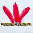thumbnail image 2 of Mardi Gras Headband Feathered Crystal Flapper Headpiece for Masquerade Party Oversized Feathered Elastic Headband, 2 of 7
