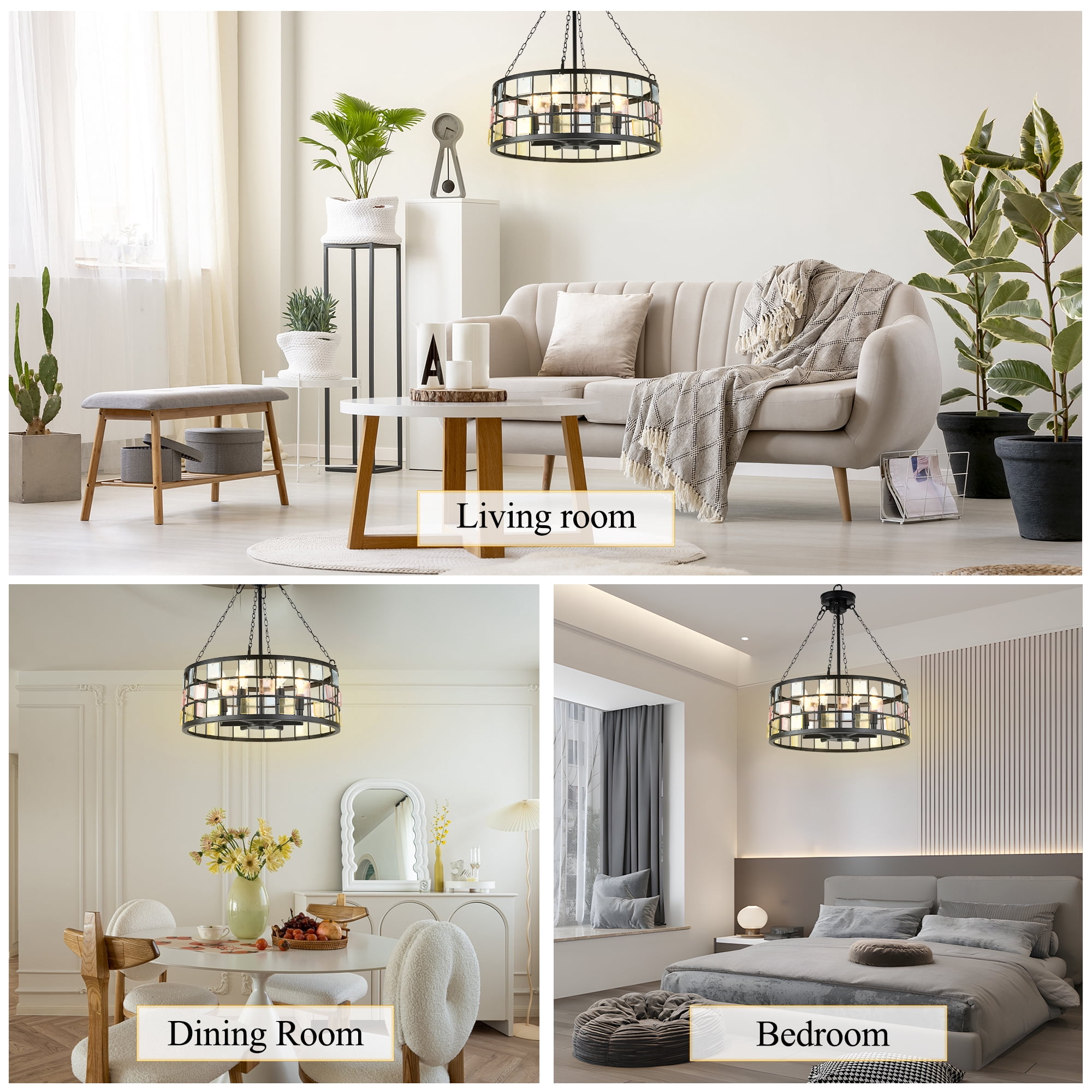 Chords Attic 17" Vintage Church Candle Style Chnadelier Adjustable Hanging Pendant Light Fixture for Livingg Room, dining Room