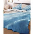 thumbnail image 3 of Quilts King Size Bedding Set, Navy Blue Waves Coastal Lightweight Quilted Comforter, Summer Beach Ocean Seaside Soft Reversible Bedspread Coverlet with Pillow Covers for All Season, 96" x 106", 3 of 7