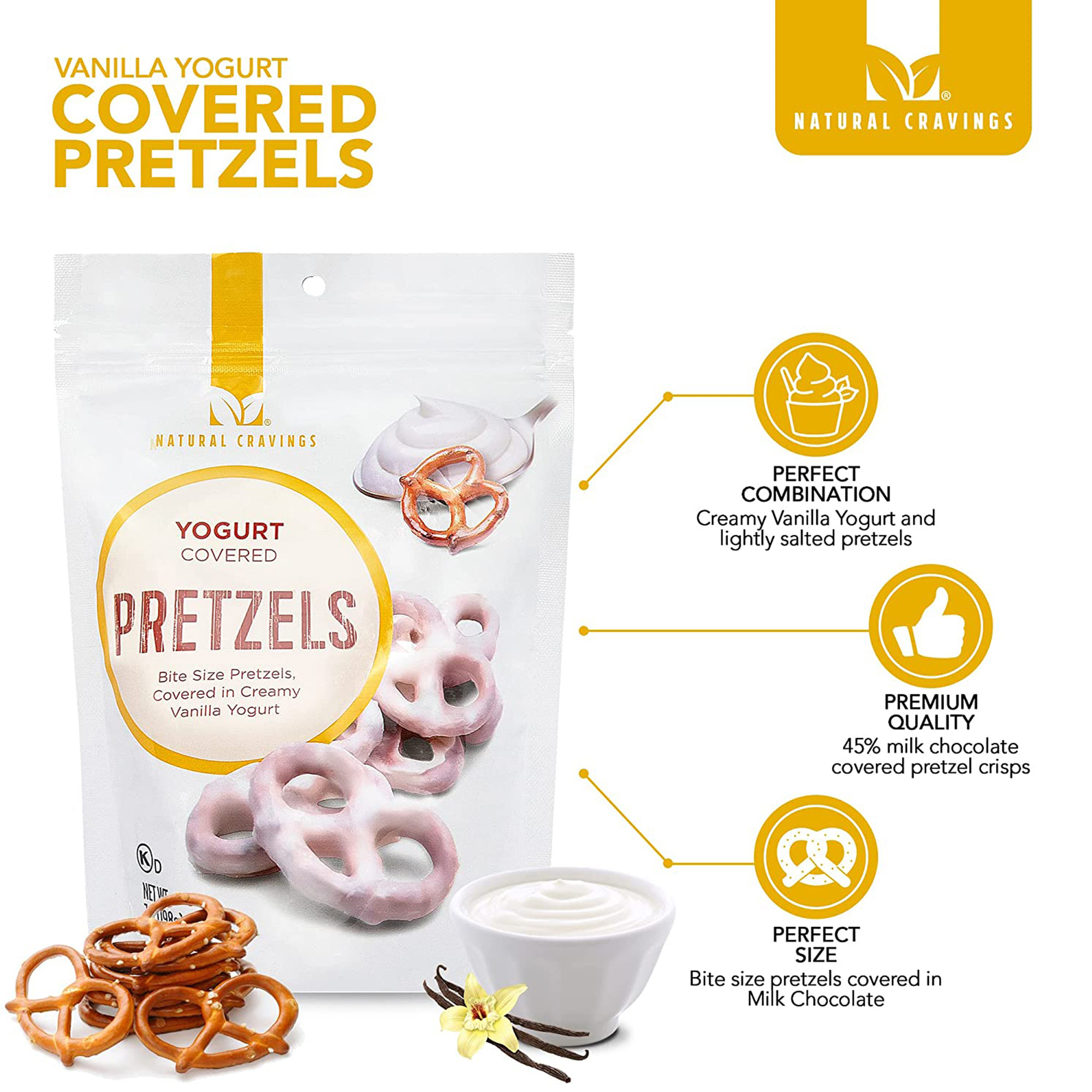 Natural Cravings Yogurt Covered Pretzels, 7 oz Pouch