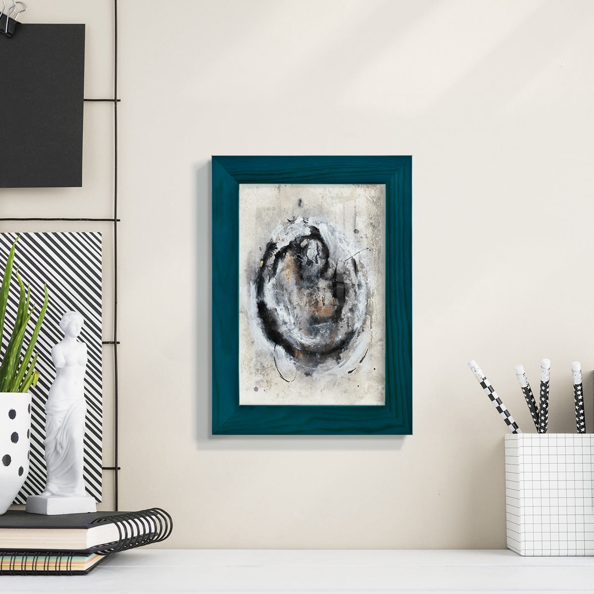 Circular Energy III -Framed Print w/glass-Ocean Blue