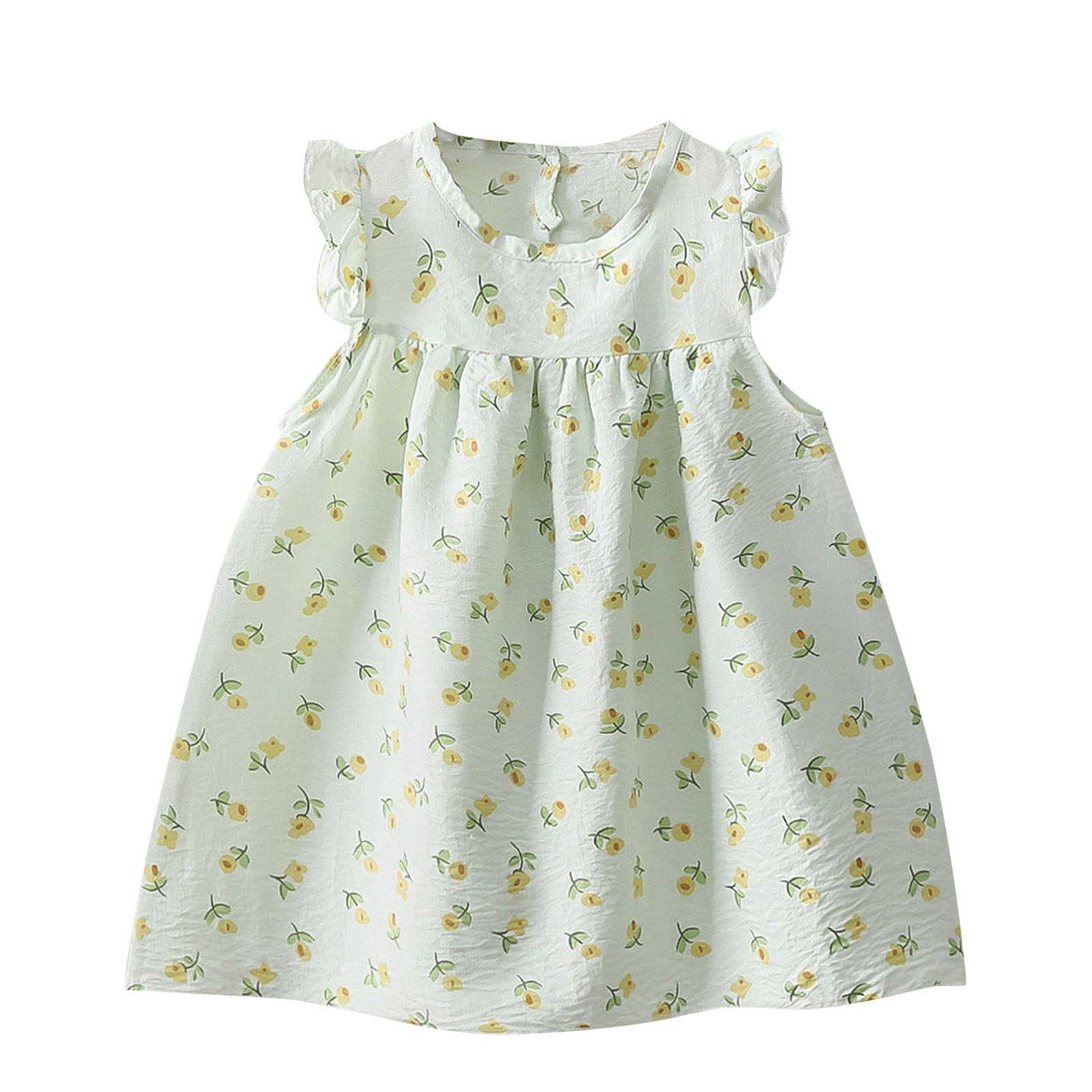 zbxnLI Toddler Baby Girls Floral Dress Ruffle Sleeveless