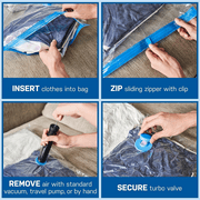 Vacuum Storage Bags with Pump, Space Saver Vacuum Seal Storage Bags 6-Pack Sealer Bags for Clothes, Clothing, Bedding, Comforter, Blanket, 32x24