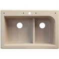 thumbnail image 2 of Transolid Radius 33in x 22in silQ Granite Drop-in Double Bowl Kitchen Sink with 4 CBDF Faucet Holes, In Cafe Latte, 2 of 4