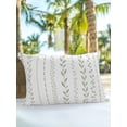 thumbnail image 6 of Outdoor Pillows Waterproof, Spring Botanical Bedding Throw Pillows with Insert for Couch Sofa Bed, Modern Simple Floral Stripes Sage Green 12x20 Inch Pillowcases Decorative Patio Pillow Set of 1, 6 of 8