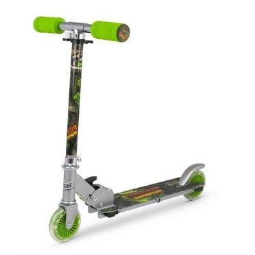 Ozbozz: Flashing Scooter - Dinosaur - Light-Up Wheels & Deck, Adjustable Height, 2 Wheel Outdoor Ride-On, Foam Handles, Foldable, 100lb Limit, Kids 5 