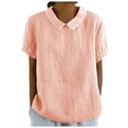 thumbnail image 1 of TINZ T-Shirt Rétro Mode Femme Couleur Unie Ample Col Rabattu T-Shirt Court Manches Longues T-Shirt Manches Longues Femme Course T-Shirt Manches Courtes Femme T-Shirt Été Athlétique Femme, 1 of 5