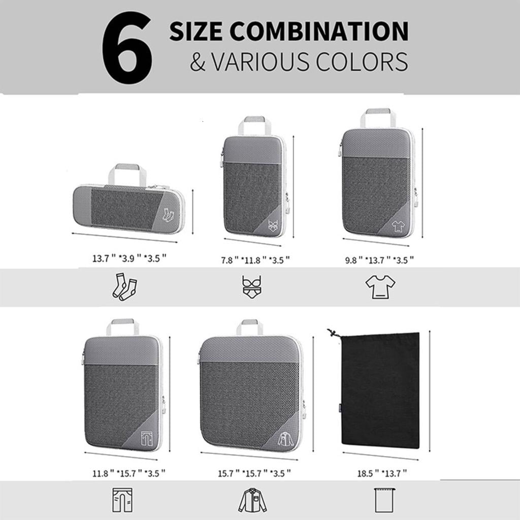 Compressed Packing Cubes Travel Storage Bag Set Mesh Visual Luggage Portable Lightweight Suitcase