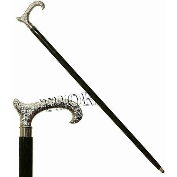 Vintage Style Silver Derby Design Handle Wooden Walking Stick Nautical Gift Rustic Vintage Home Decor Gifts