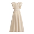thumbnail image 3 of CPNG Girls' Soft Floor-Length Chiffon Dress – Ruffled Flutter Sleeves, Pleated Bodice & Cinched Waist for Flower Girl, Wedding Guest & Formal Special Occasions, 3 of 8
