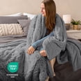 thumbnail image 6 of Bare Home Shaggy Blanket - 50" x 60" - Ultra Soft Fleece - Throw, Grey, 6 of 8