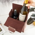 thumbnail image 4 of Viski Faux Leather Wine Bag, 2-Bottle Wine Tote Bag, Party Gifts, Brown, 4 of 5
