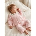 thumbnail image 4 of Cjfdfy Toddler Baby Girl Fall Outfits Casual Cherry Strawberry Plaid Button Down Doll Collar Long Sleeve Tops with Pants 2 Pcs Set Cute Red Pink Checkered Doll Collar Casual Set Fall Clothes, 4 of 9
