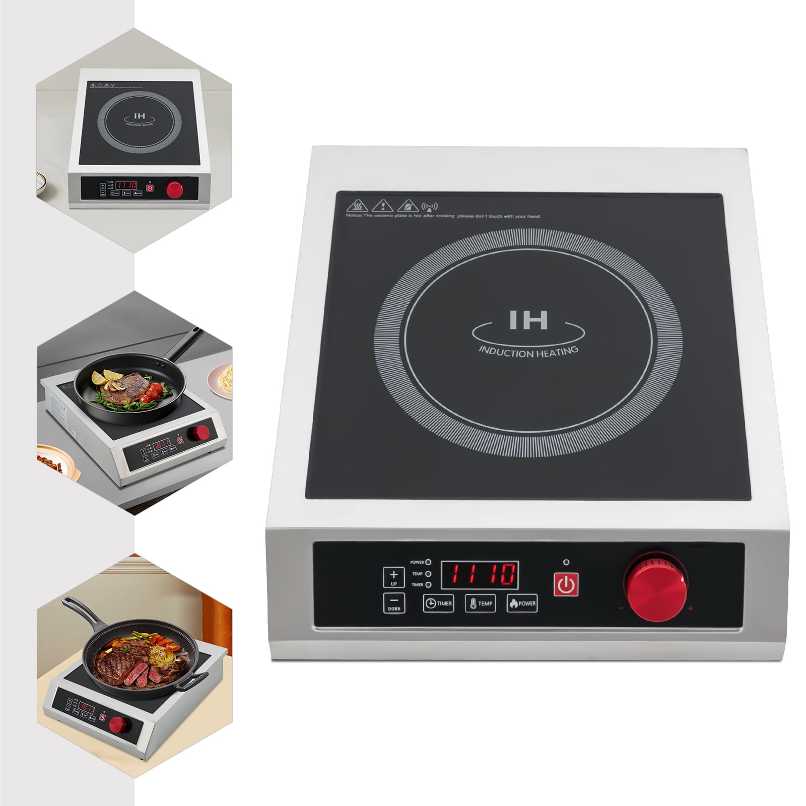Commercial Induction Cooktop, Powerful Electric Induction Burner, Countertop Electric Stove with Digital Sensor