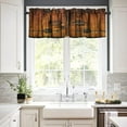 thumbnail image 4 of Rustic Wooden Barn Door Valance Curtain Farmhouse Vintage Rod Pocket Valance Window Treatments 1 Panel Short Curtains for Kitchen Living Room Bathroom Decor 54 x 18 in, 4 of 6