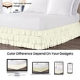 thumbnail image 4 of CCNY 12" Inch Drop Multi Ruffled Bed Skirt Short Queen Size 100% Microfiber Made Ivory Color, 4 of 6