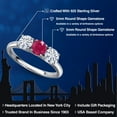 thumbnail image 2 of Gem Stone King 925 Sterling Silver Red Ruby and White Moissanite Engagement Ring for Women | 1.55 Cttw | Round 5MM | Gemstone July Birthstone | Size 8, 2 of 7