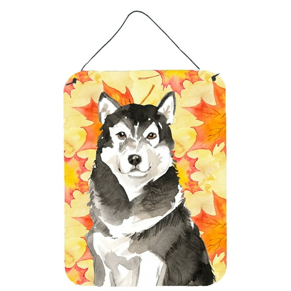 Carolines Treasures CK1835DS1216 Fall Leaves Alaskan Malamute Wall or Door Hanging Prints 12WX16H multicolor