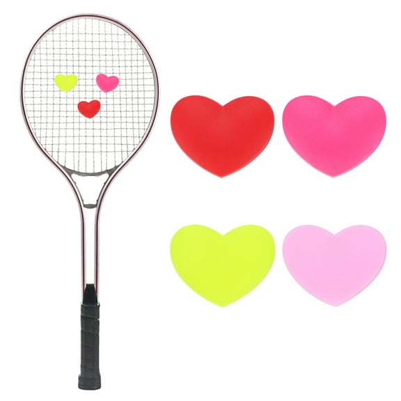 Tennis Racket Dampener [4PCS] - Funny Heart Shape Silicone Tennis Shock Absorber Racket Vibration Dampener [4 Colors]