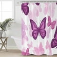 thumbnail image 2 of 60x72 Inch Shower Curtains for Bathroom Purple Butterflies Fabric Bath Curtain Decor Spring Summer Butterfly Waterproof Restroom Curtains Shower Set Accessories with 12 Hooks 60 Inch, 2 of 6
