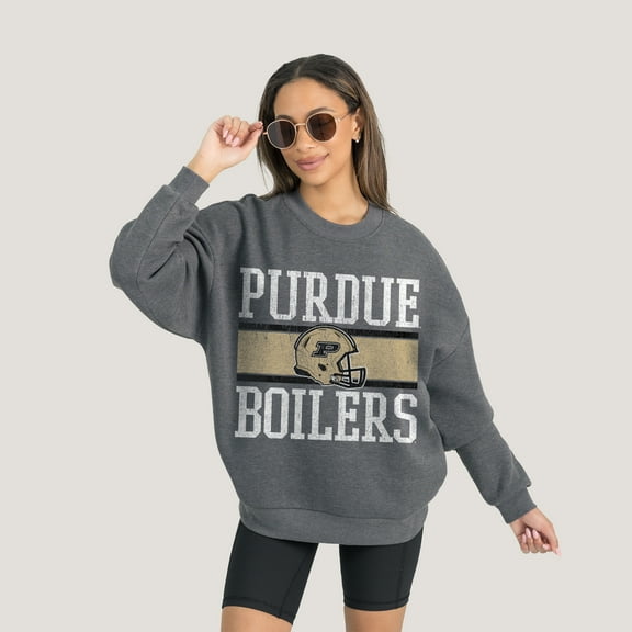 Women's Gameday Couture Charcoal Purdue Boilermakers Premium Fleece Pullover Sweatshirt