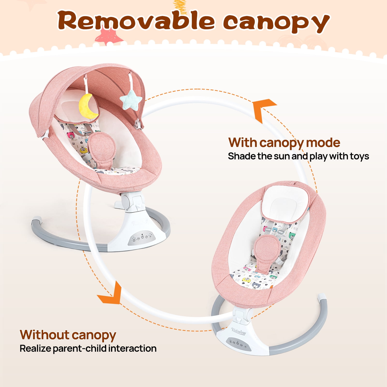 Baby Swing for Infants | Electric Swing for Babies,Portable Swing for Baby Boy Girl, Infant Swing with Remote Control, 5 Speeds,3 Seat Positions,12 Music and Bluetooth,Aluminum