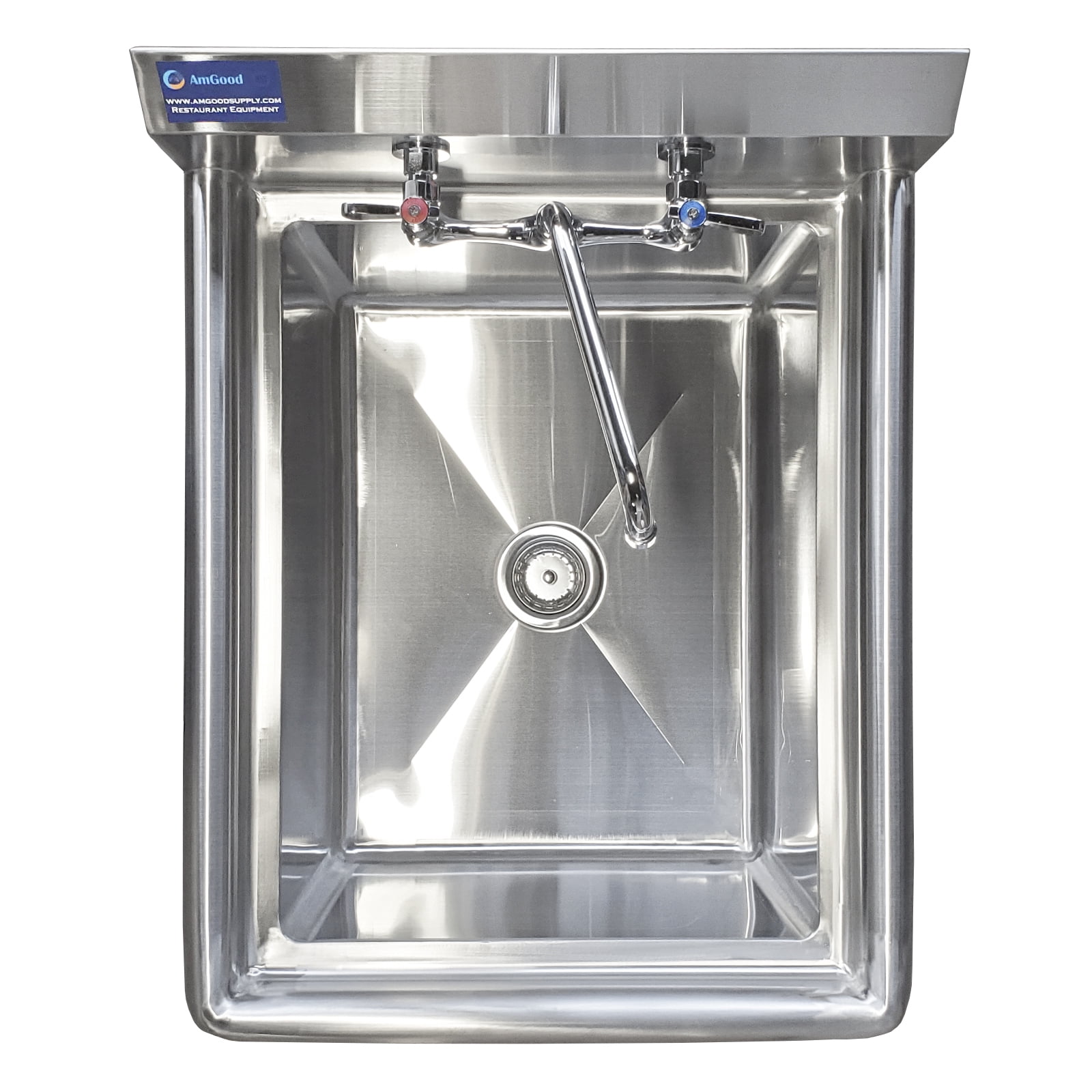 24″ x 18″ Stainless Steel Prep & Utility Sink With Faucet | 304 Stainless Steel | NSF | Overall Size: 29 3/4″ x 23 5/8″ | Restaurant, Kitchen, Laundry, Garage