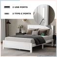 thumbnail image 4 of Sesslife Queen Size Bed Frame with Headboard & Footboard, Wood Platform Bed with Built-in LED Lights, Charging Station, Modern Farmhouse Queen Bed Frame with Slats, No Box Spring Needed, White, 4 of 11