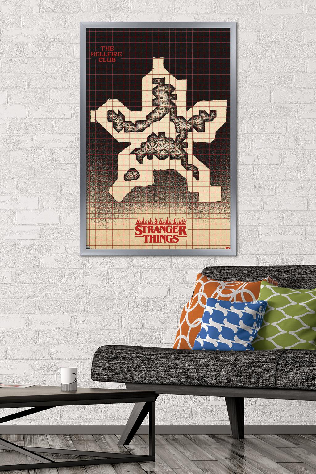 Netflix Stranger Things: Season 4 - Hellfire Club Map Wall Poster, 22.375" x 34" Framed