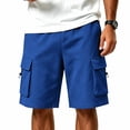 thumbnail image 2 of Dwelliawo Mens Cargo Shorts Knee Length Relaxed Fitted Drawstring Elastic Waist Big & Tall Hiking Long Shorts with Pockets Work Pants for Men Royal Blue M, 2 of 7