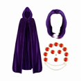 thumbnail image 1 of wonima44 Kavoc Halloween Cosplay Costume Set Include Purple Hooded Cloak Cape,Purple Wig and Adjustable Red Gem Waist Belt for Women Halloween Cosplay Dress Up, 1 of 1