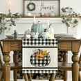 thumbnail image 4 of Smile Buffalo Plaid Watercolor Pumpkin Sunflower Thanksgiving Fall Table Runner 13 x 72, 4 of 8
