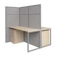 thumbnail image 1 of Easy Office 2 Person Cubicle Desk with Drawers in Natural Elm - Engineered Wood, 1 of 8