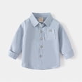 thumbnail image 4 of NIEWTR Boys Dress Shirt Long Sleeve Button Down Solid Color Uniform Shirt for School and Special Family Occasions（A-Blue,5-6 Years), 4 of 4