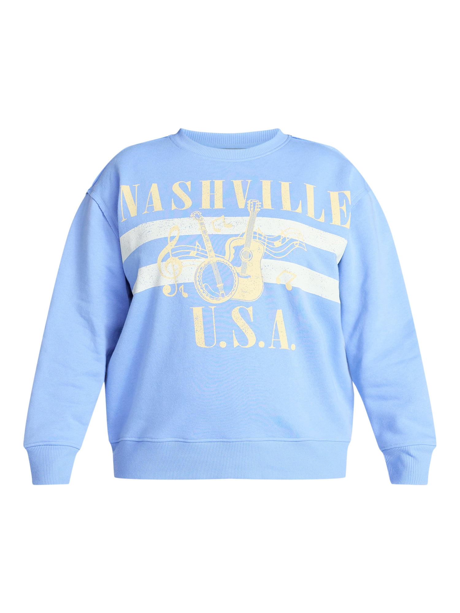 Terra & Sky Women's Plus Size Nashville USA Graphic Sweatshirt, Sizes 0X-5X