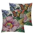 thumbnail image 2 of Awypu Set of 2 Butterfly Series Throw Pillow Cases Colorful Blossoming Flowers Decorative Cushion Cover for Home Sofa Garden Outdoor Decor Pillowcase (Colorful Butterfly), 2 of 6