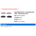 thumbnail image 2 of Front Brake Pad Set - Compatible with 2000 - 2004 Nissan Xterra 2001 2002 2003, 2 of 2
