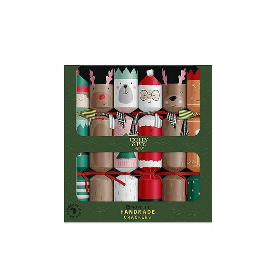 12" Holly & Ivy Santa & Friends Novelty Christmas Party Crackers - 6 Pc.