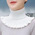thumbnail image 3 of HAHDAXIA Womens Turtleneck Ribbed Knitted,2Pcs False Collar Ruffles Wrap Solid Scarf,Winter Warm Scarf Elastic Neck Sleeve, 3 of 7