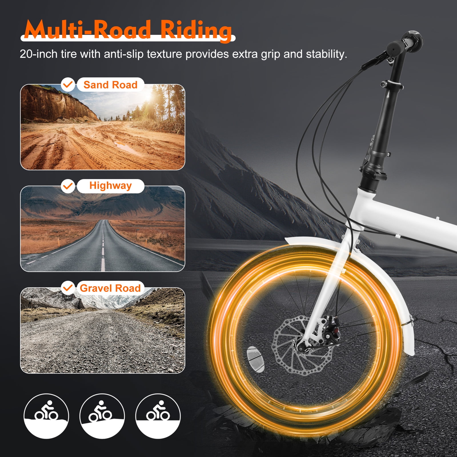 20-Inch Folding Mountain Bike with 7-Speed Gears, Front & Rear Disc Brakes, High Carbon Steel Frame, Adjustable Seat & Handlebars, Lightweight Commuter Bicycle