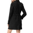 thumbnail image 4 of INSPIRE CHIC Women's Notched Lapel Double Breasted Faux Suede Trenchcoat XS Black, 4 of 9