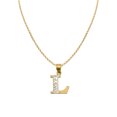 thumbnail image 1 of 14k Two-tone Gold Diamond-cut Initial Letter 'L' Pendant with 1.2mm Rolo chain, 1 of 4