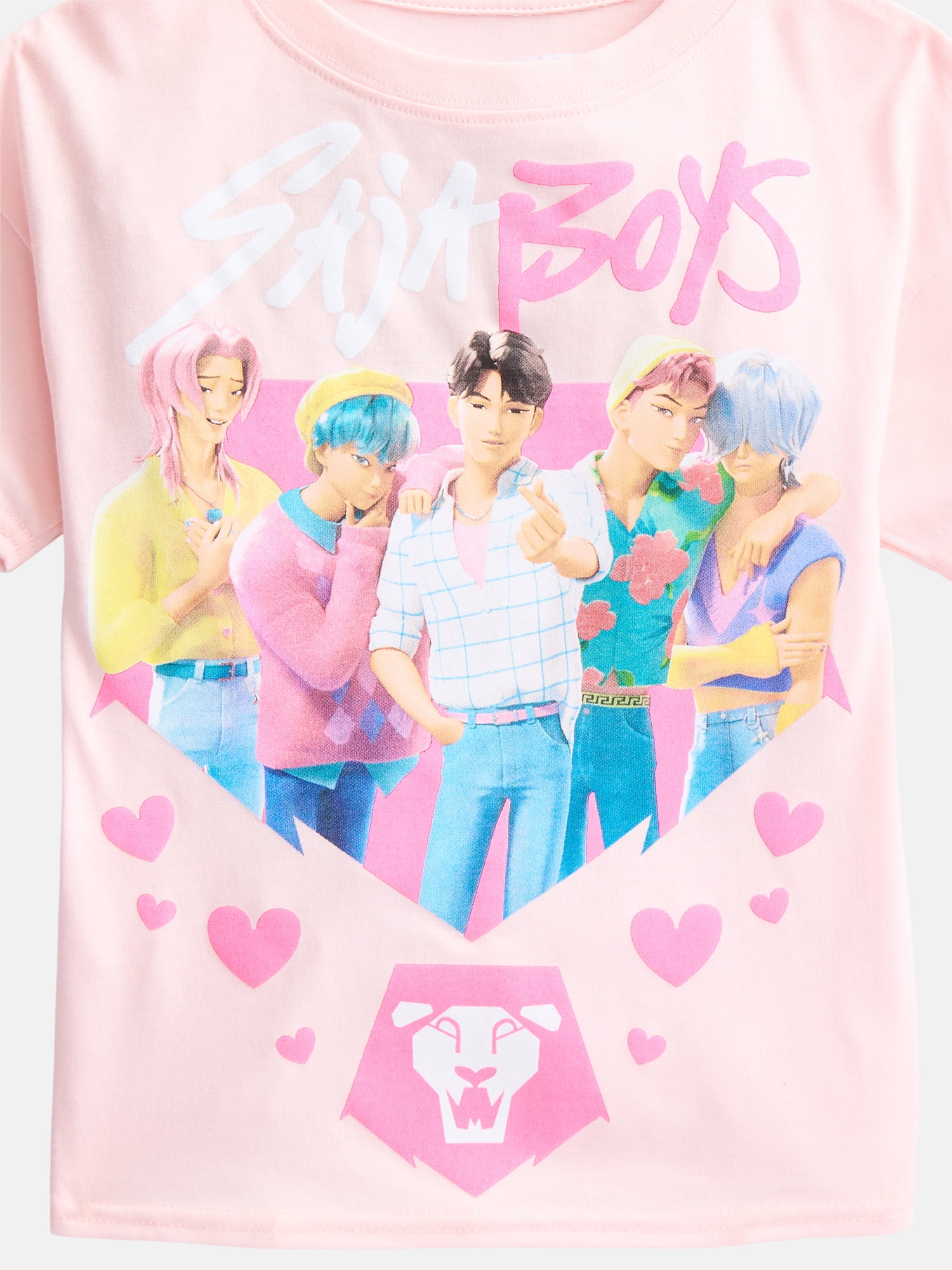 K Pop Demon Hunters Girls Saja Boys Graphic Tee with Short Sleeves, Size XS-XL